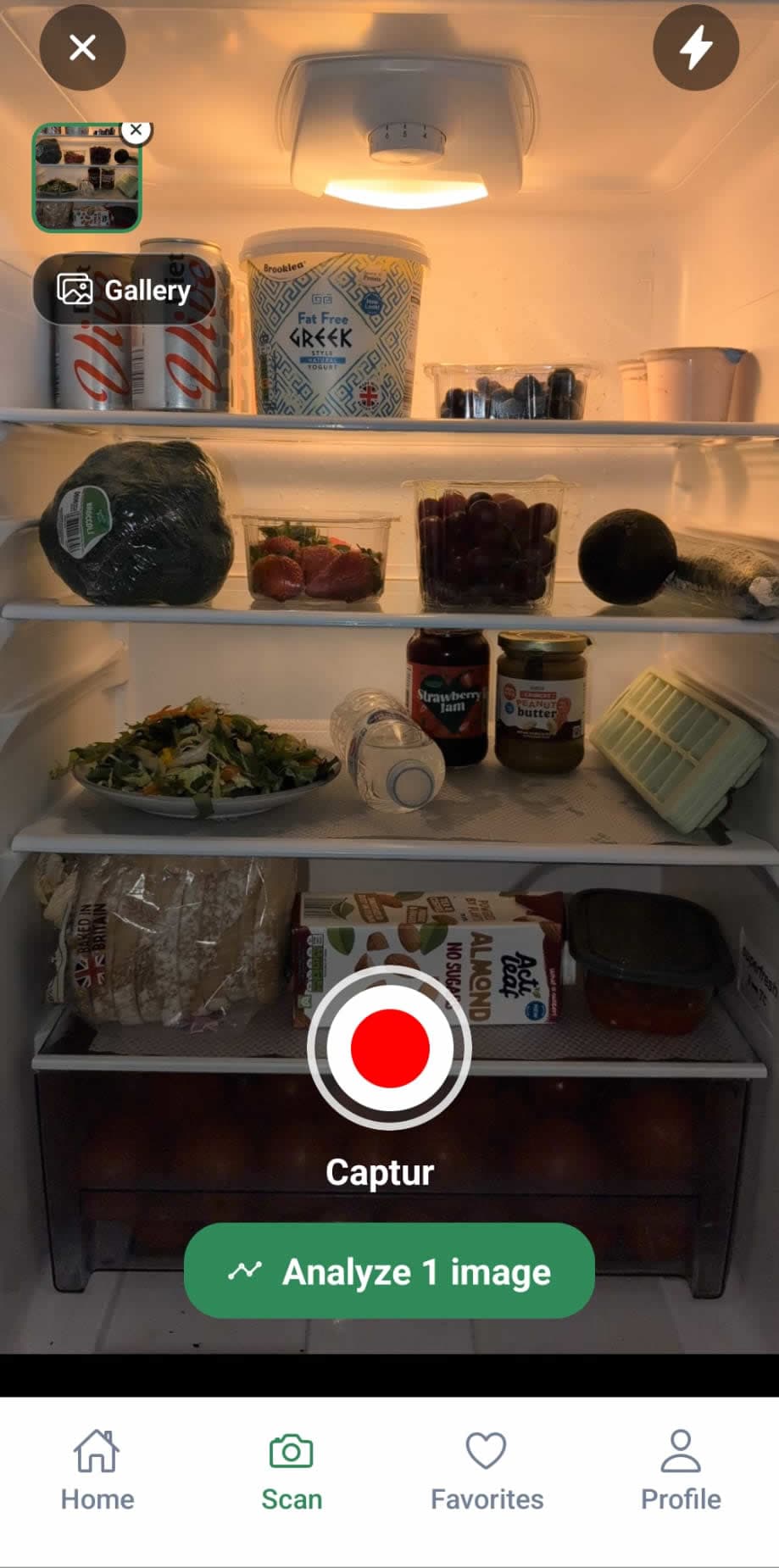 Scan ingredients with camera